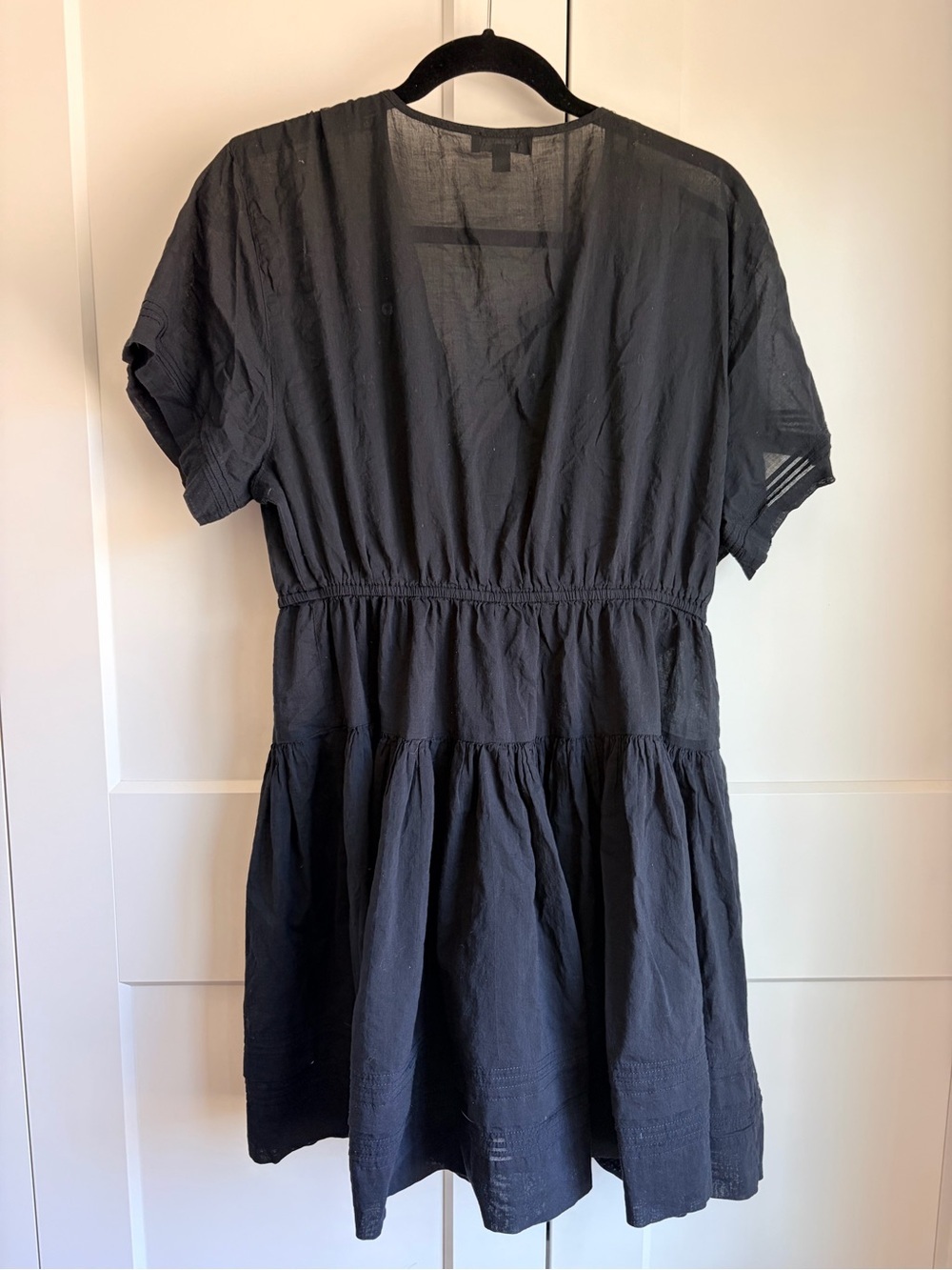 J.Crew Black Lightweight Buttondown Dress with Slip | L - Picture 3 of 4